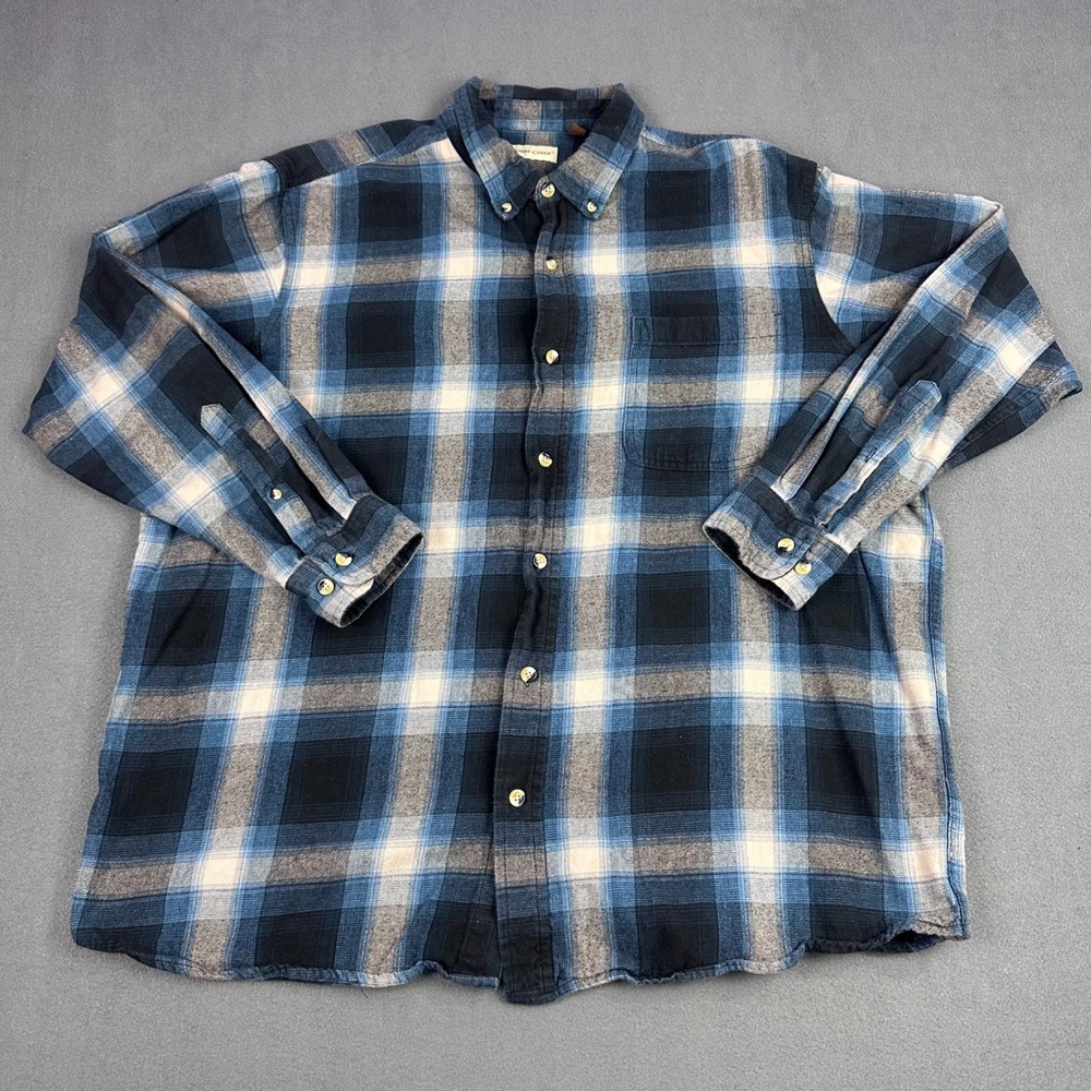 Hobbs Creek Mens 2XL Blue Plaid Flannel Shirt Long Sleeve Cotton Button Down